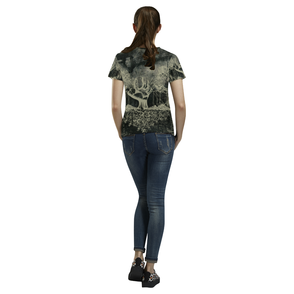 The dark side, skulls All Over Print T-Shirt for Women (USA Size) (Model T40)