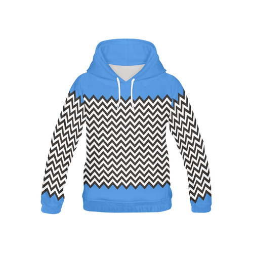 HIPSTER zigzag chevron pattern black & white All Over Print Hoodie for Kid (USA Size) (Model H13)