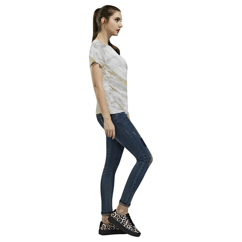 italian Marble, white and gold All Over Print T-Shirt for Women (USA Size) (Model T40)