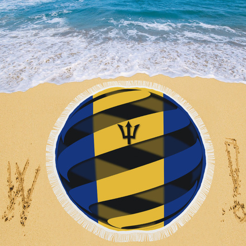 The Flag of Barbados Circular Beach Shawl 59"x 59"