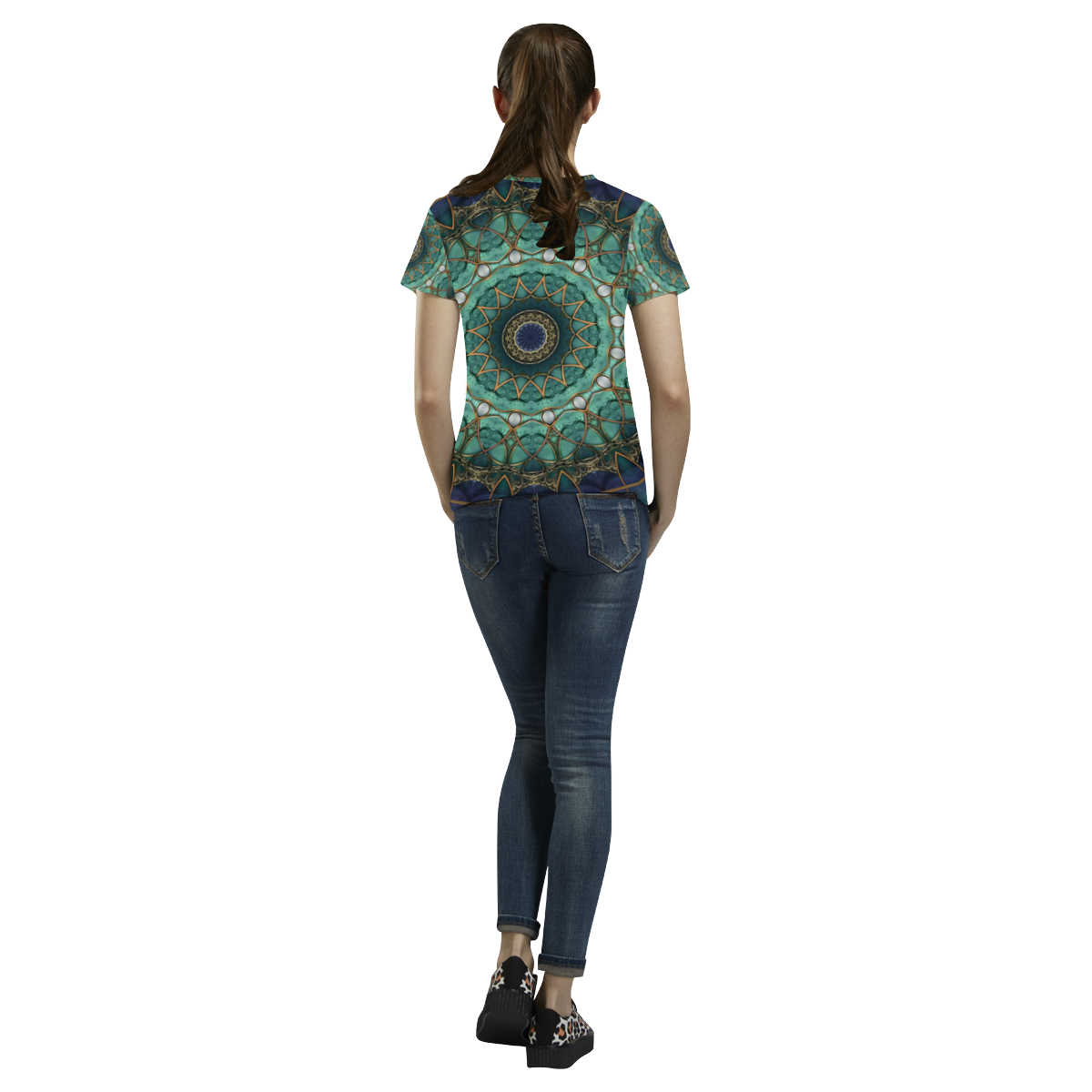 Majestic Topaz Ocean Kaleidoscope All Over Print T-Shirt for Women (USA Size) (Model T40)