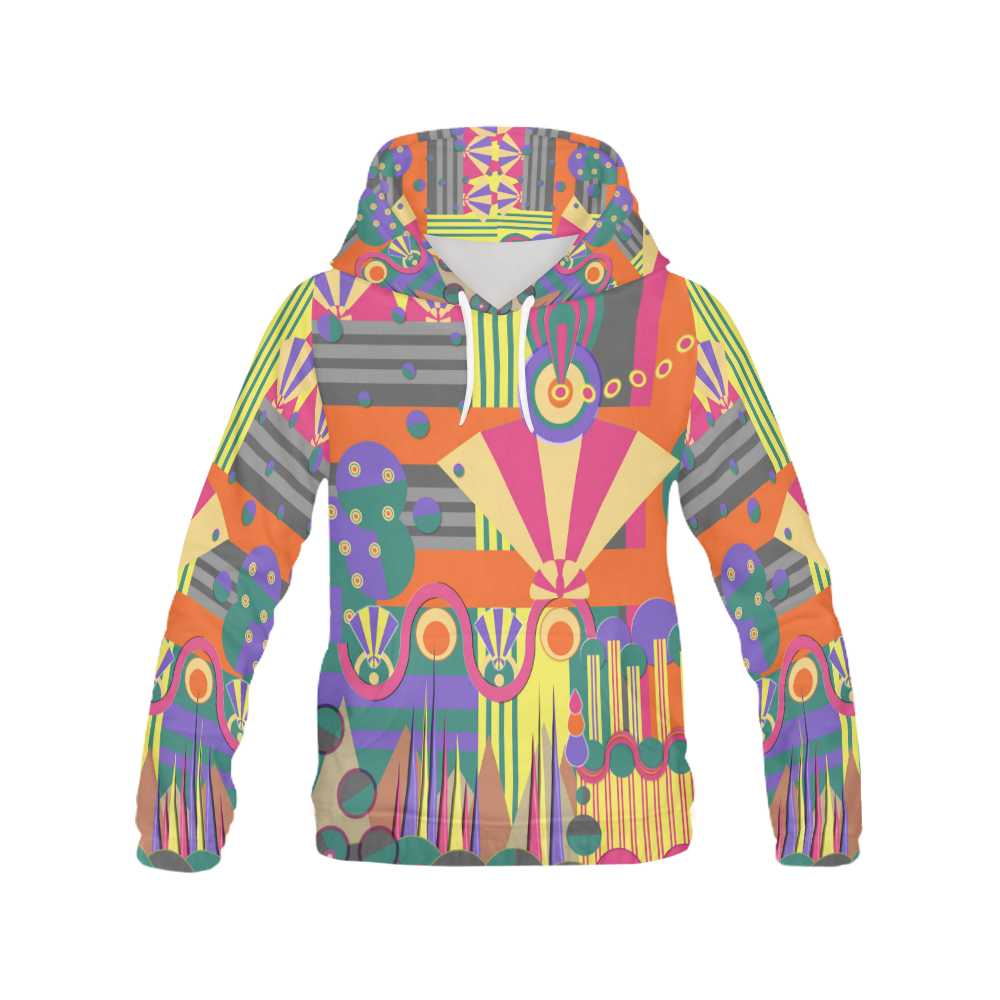 Art Deco Shapes and Colours All Over Print Hoodie for Women (USA Size) (Model H13)