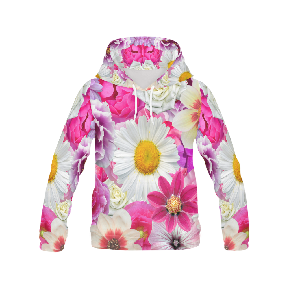 Pink flowers_ Gloria Sanchez1 All Over Print Hoodie for Women (USA Size) (Model H13)