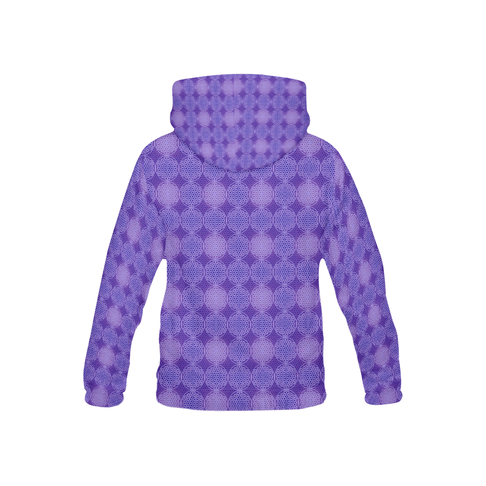 FLOWER OF LIFE stamp pattern purple violet All Over Print Hoodie for Kid (USA Size) (Model H13)