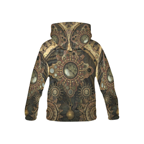 Rusty vintage steampunk metal gears and pipes All Over Print Hoodie for Kid (USA Size) (Model H13)