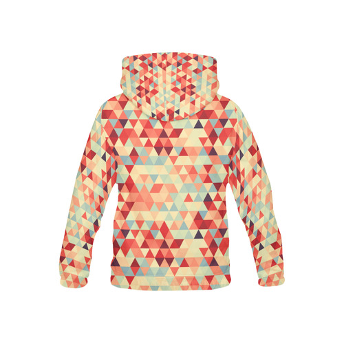 Modern Hipster TRINAGLES pattern red blue beige All Over Print Hoodie for Kid (USA Size) (Model H13)