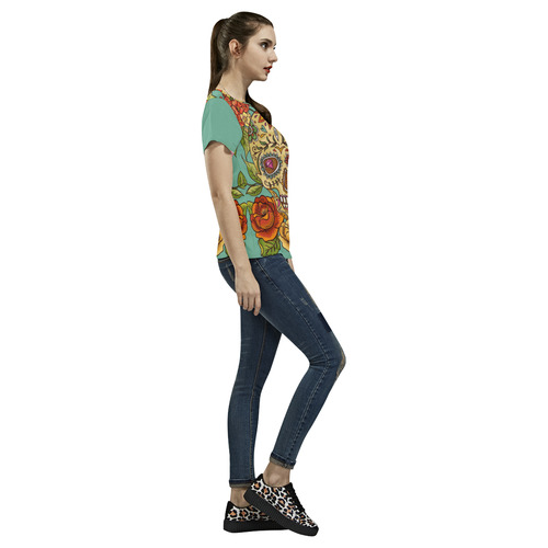 sugar skull All Over Print T-Shirt for Women (USA Size) (Model T40)