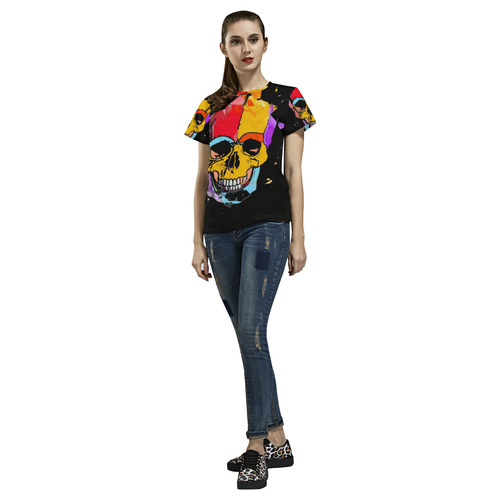 A nice Skull by Popart Lover All Over Print T-Shirt for Women (USA Size) (Model T40)