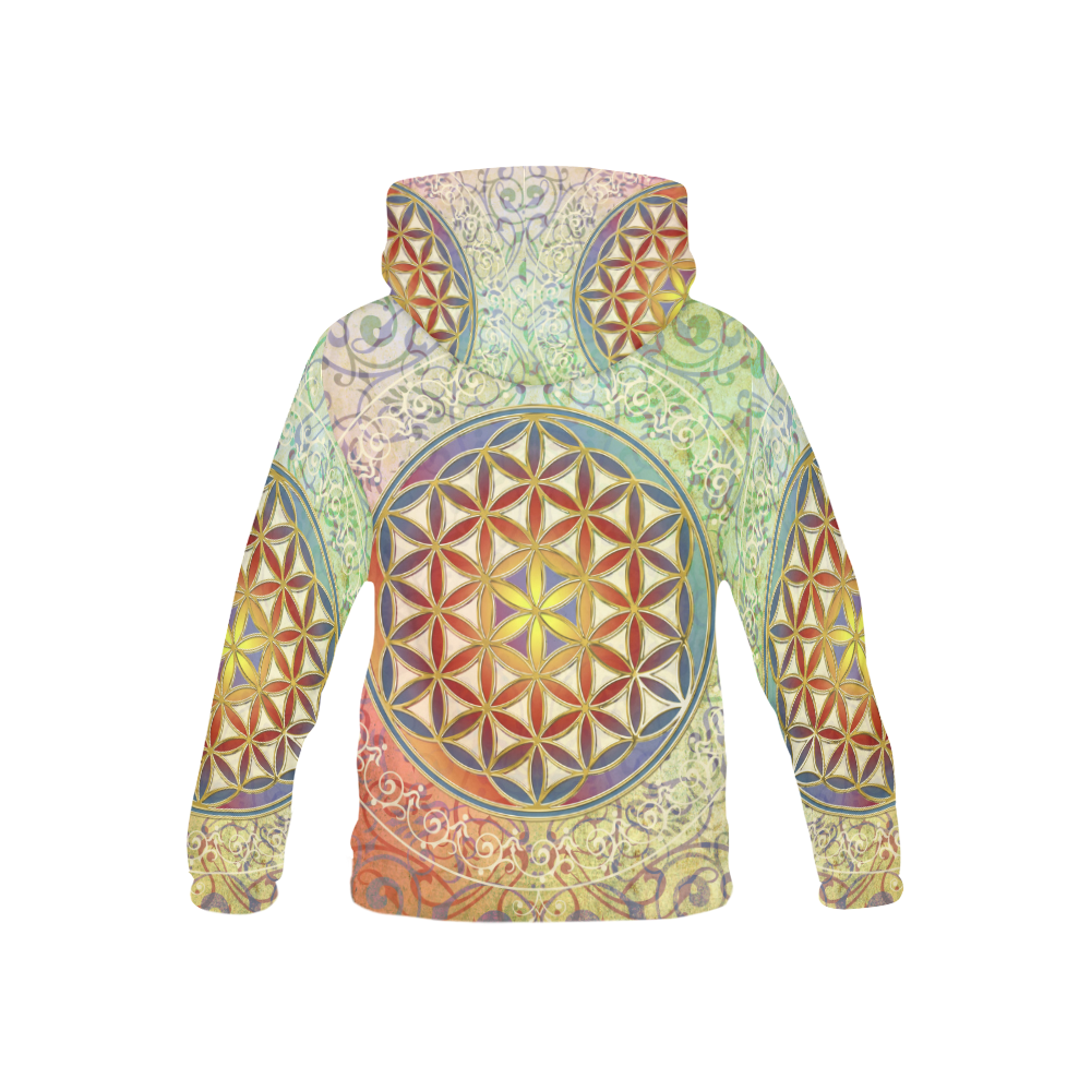 FLOWER OF LIFE vintage ornaments green red All Over Print Hoodie for Kid (USA Size) (Model H13)