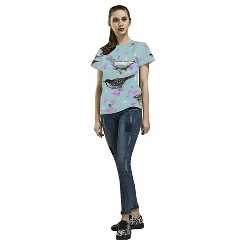 collage_ Let it Fly_ Gloria Sanchez All Over Print T-Shirt for Women (USA Size) (Model T40)