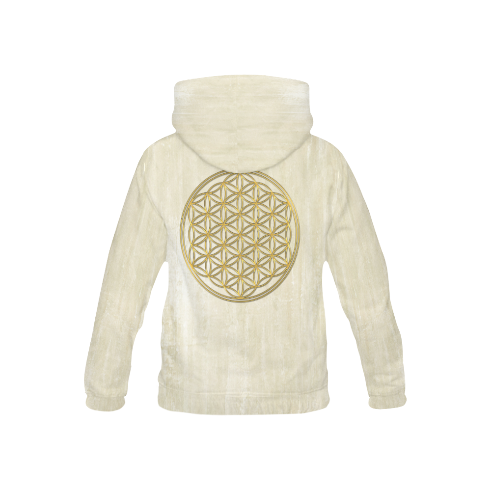 FLOWER OF LIFE gold All Over Print Hoodie for Kid (USA Size) (Model H13)