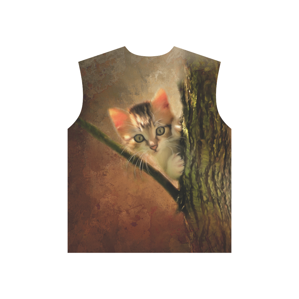 Little cute kitten on a tree All Over Print T-Shirt for Men (USA Size) (Model T40)