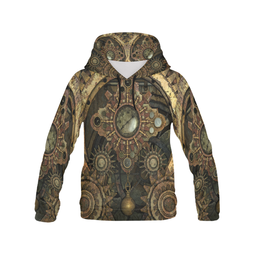Rusty vintage steampunk metal gears and pipes All Over Print Hoodie for Men (USA Size) (Model H13)