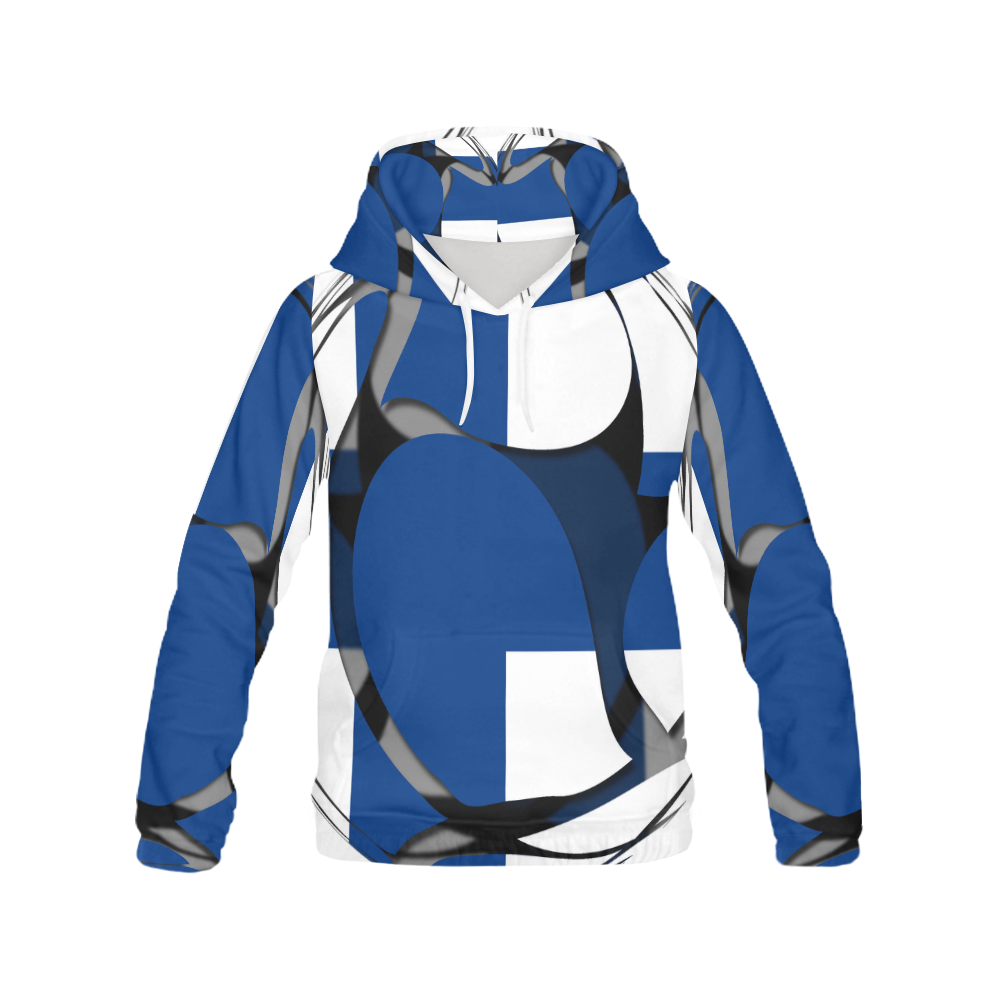 The Flag of Finland All Over Print Hoodie for Men (USA Size) (Model H13)