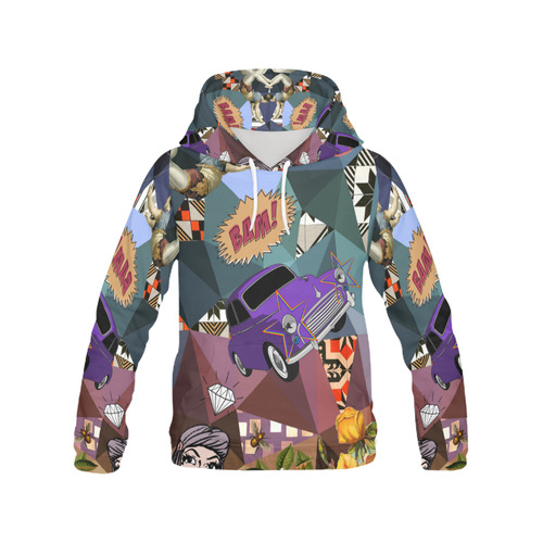 Geometric Collage All Over Print Hoodie for Women (USA Size) (Model H13)