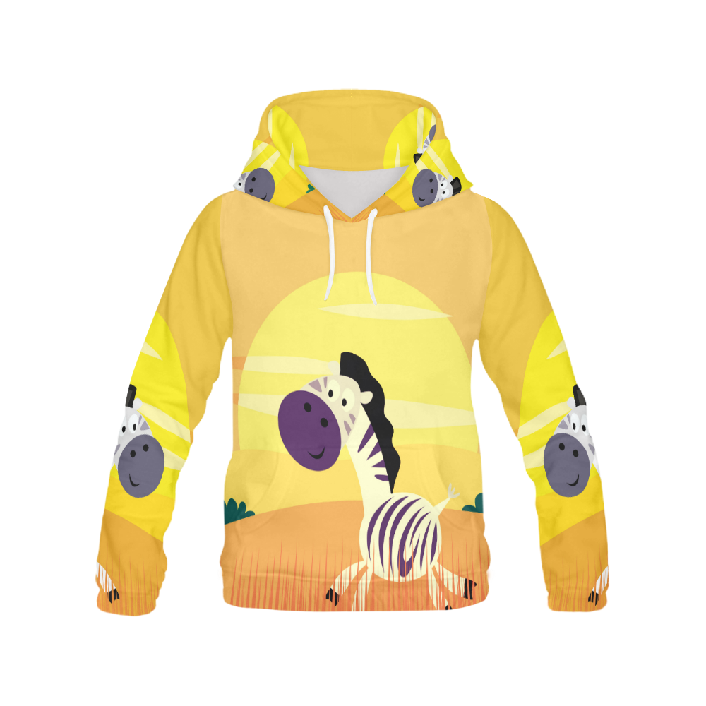 Artistic hoodie : Safari zebra Yellow / The artistic hoodie All Over Print Hoodie for Women (USA Size) (Model H13)