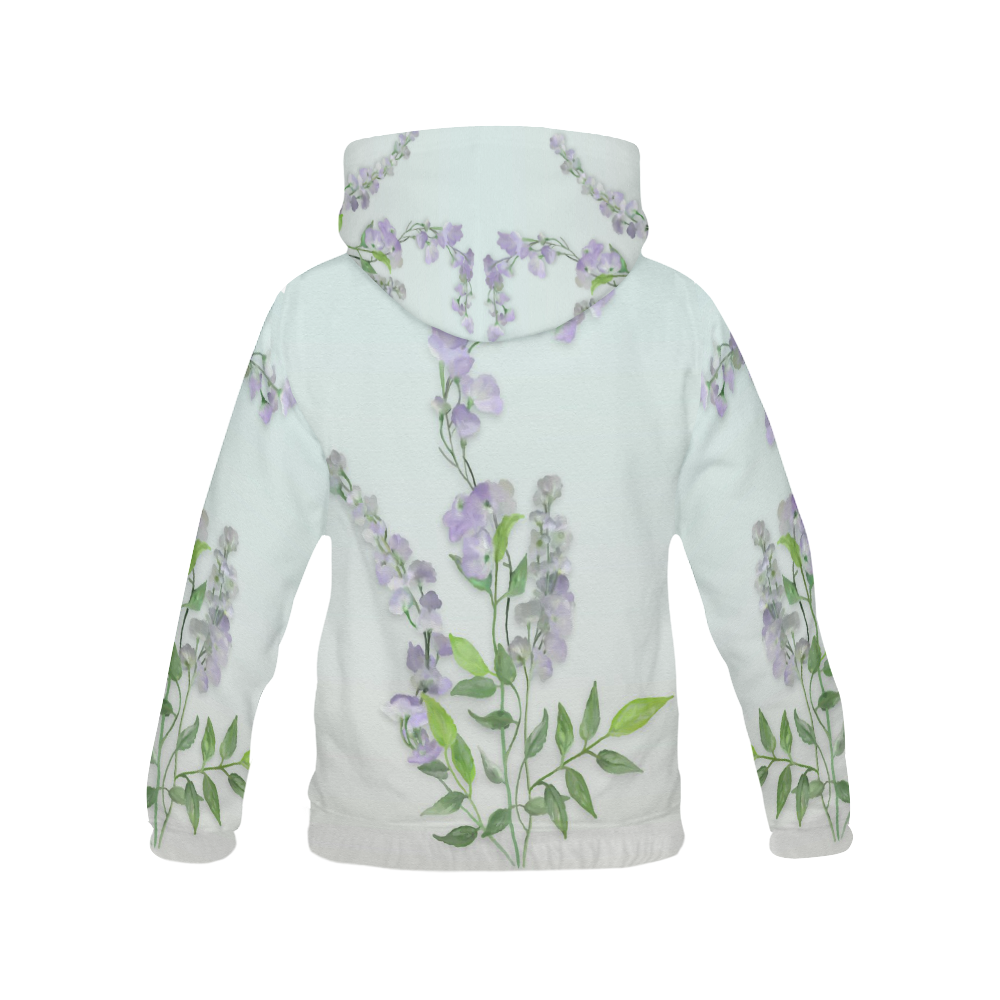 Purple tiny  flower - watercolor All Over Print Hoodie for Women (USA Size) (Model H13)
