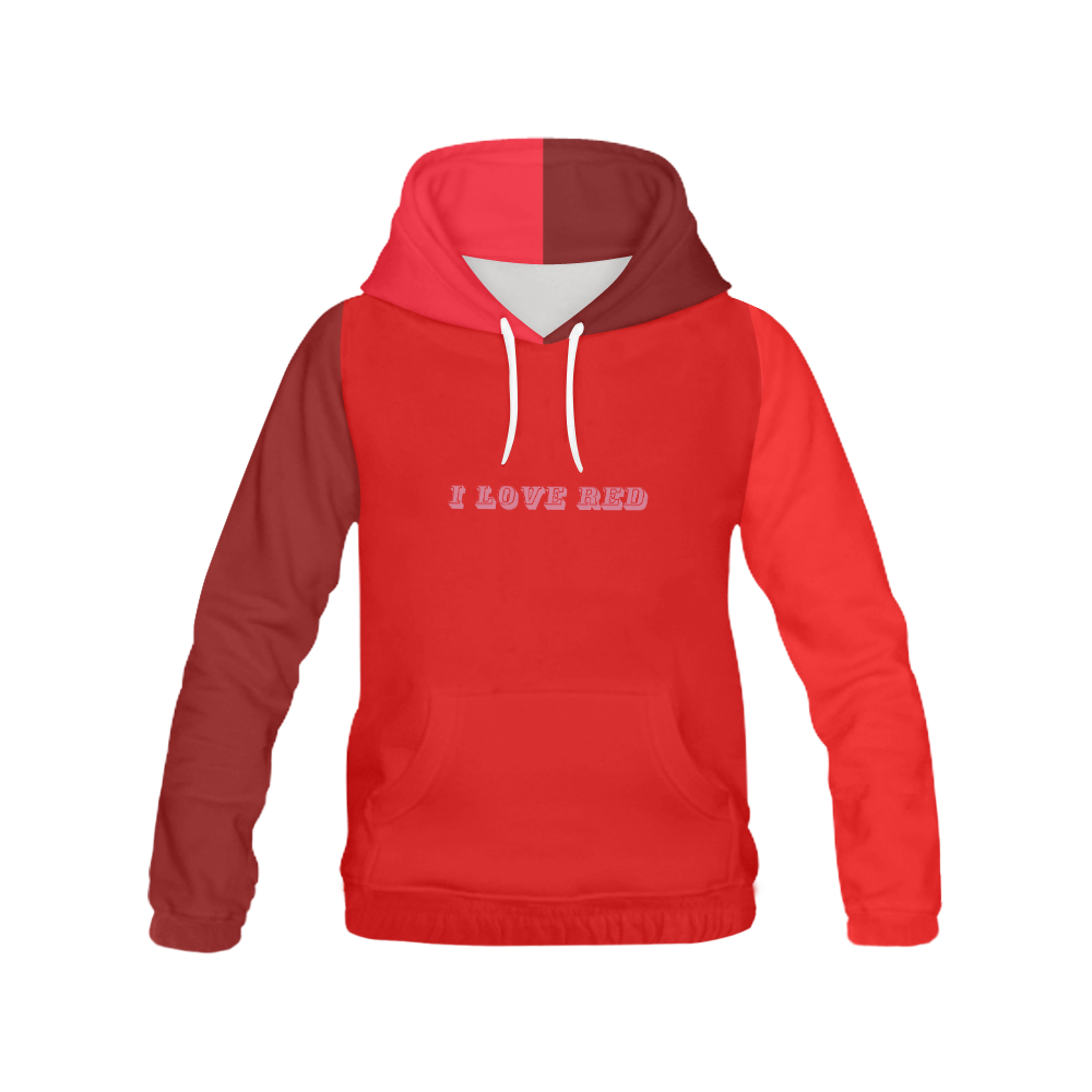 I love Red All Over Print Hoodie for Men (USA Size) (Model H13)