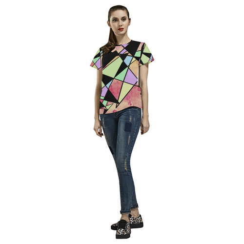 Geometric shapes All Over Print T-Shirt for Women (USA Size) (Model T40)