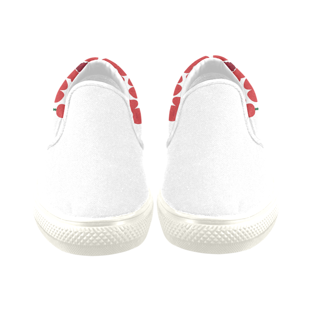 KIDS SHOES : with Flowers red white Slip-on Canvas Shoes for Kid (Model 019)