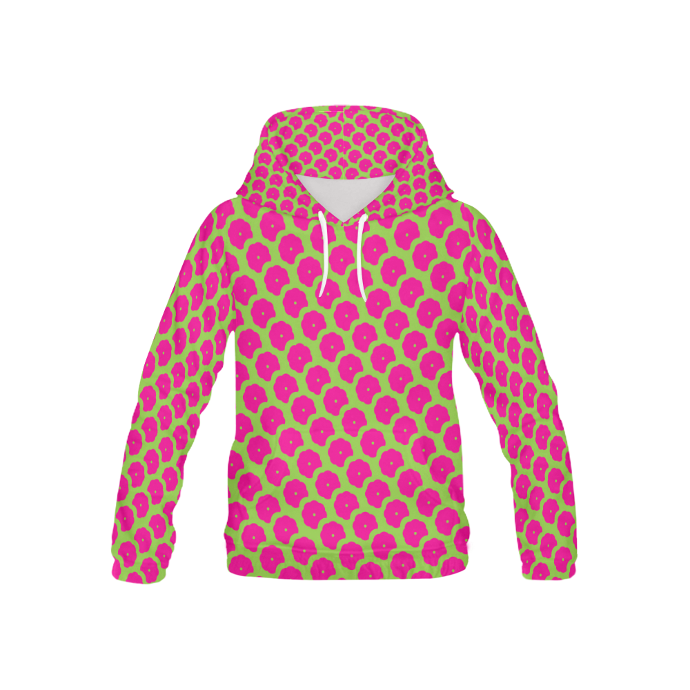 Bright Pink and Green Pattern All Over Print Hoodie for Kid (USA Size) (Model H13)