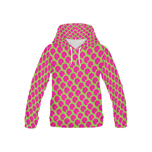 Bright Pink and Green Pattern All Over Print Hoodie for Kid (USA Size) (Model H13)