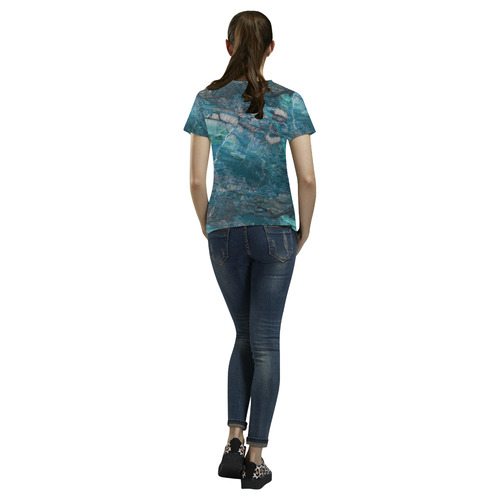 Marble - siena turchese All Over Print T-Shirt for Women (USA Size) (Model T40)