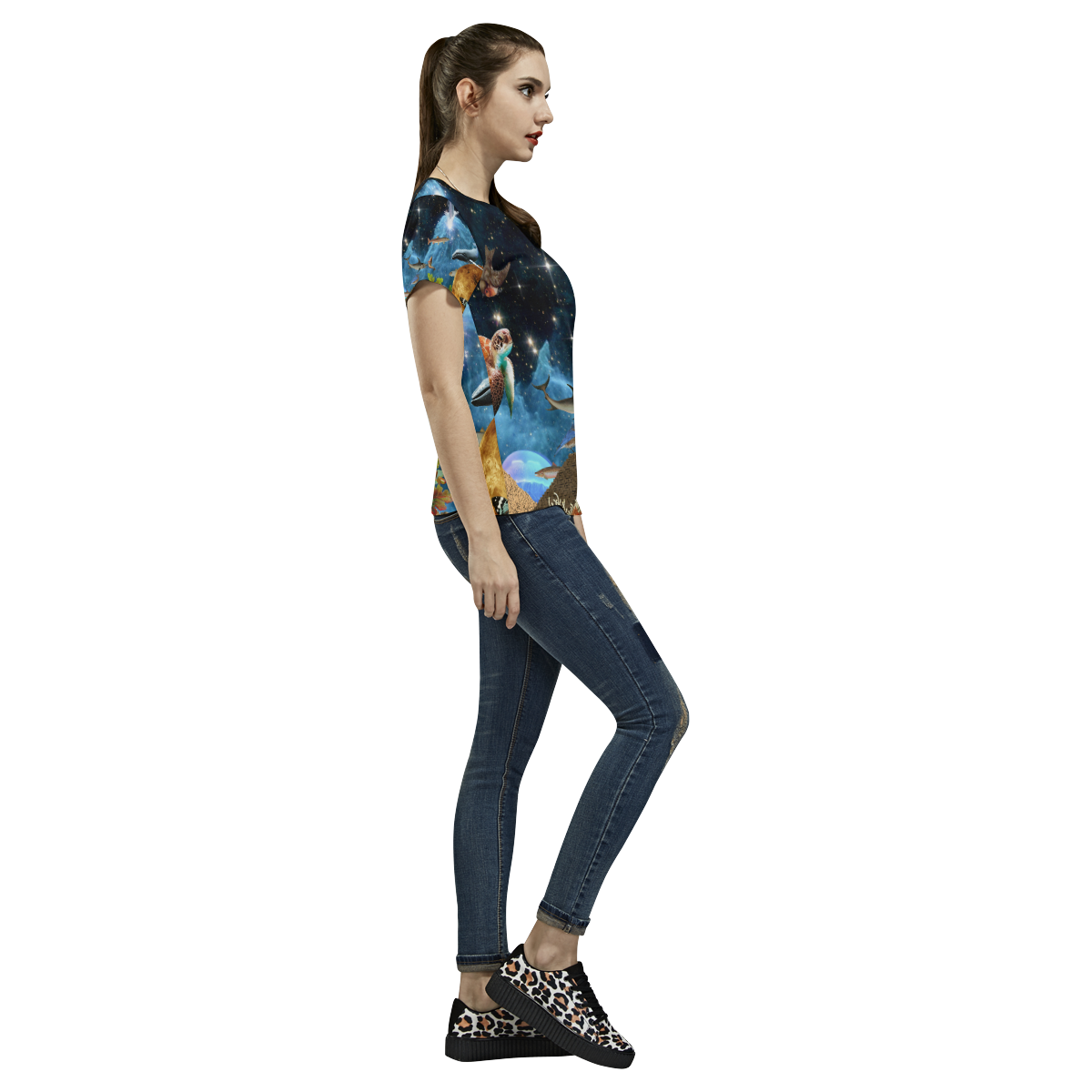 collage_heaven and Earth_ gloria sanchez1 All Over Print T-Shirt for Women (USA Size) (Model T40)