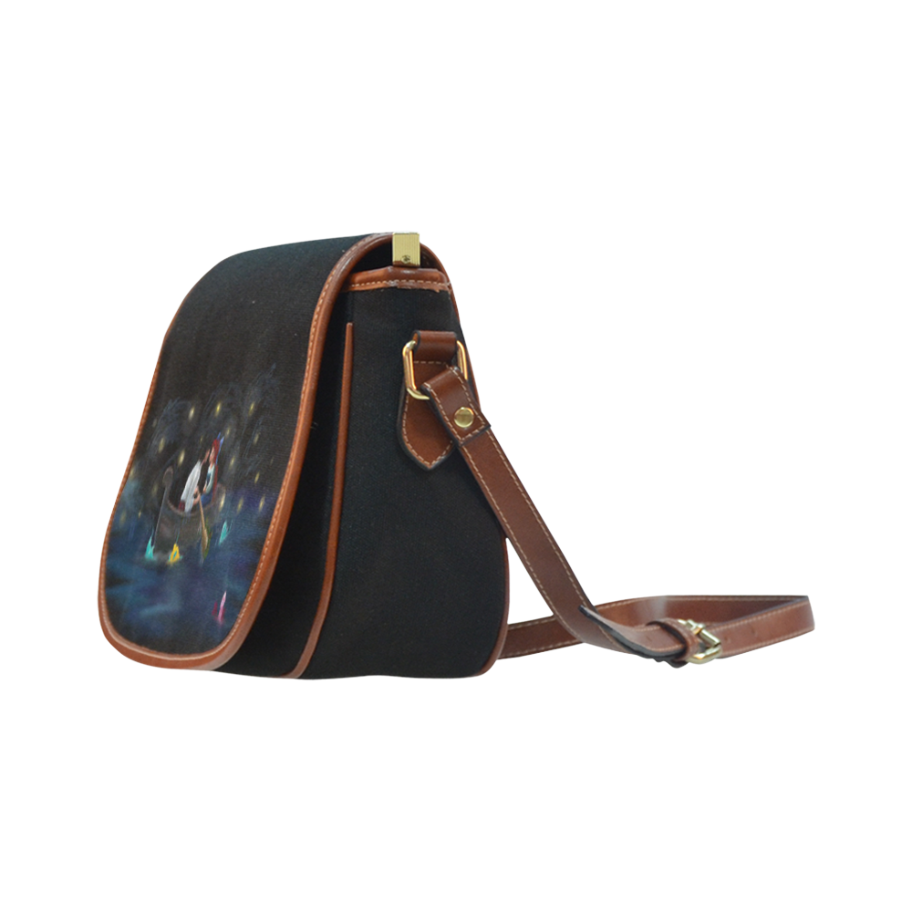 Kiss the girl black Saddle Bag/Small (Model 1649)(Flap Customization)