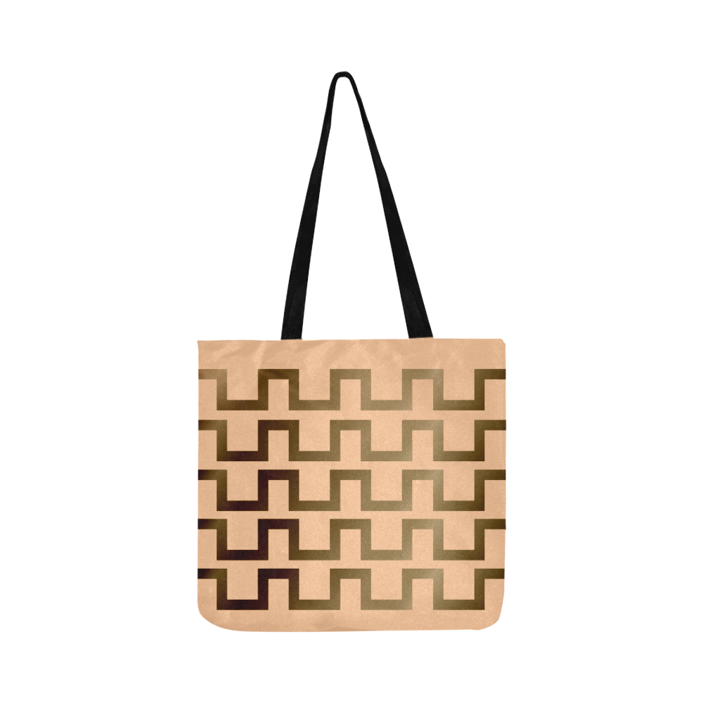 Luxury tote bag : gold zig zag stripes Reusable Shopping Bag Model 1660 (Two sides)