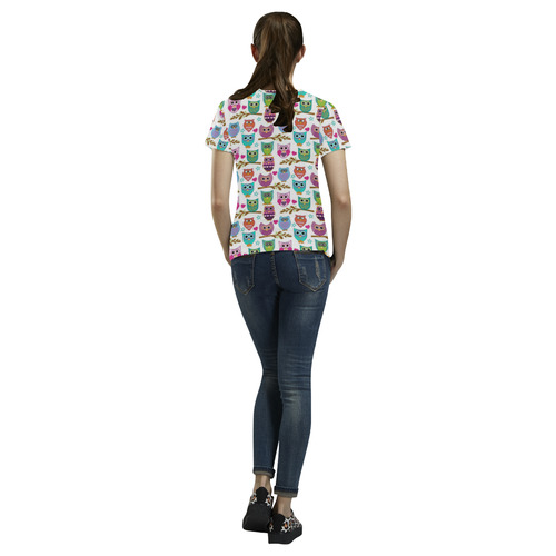 happy owls All Over Print T-Shirt for Women (USA Size) (Model T40)
