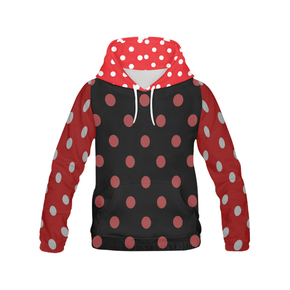 Artistic FULL PRINT HOODIE : Redbrown dots All Over Print Hoodie for Women (USA Size) (Model H13)