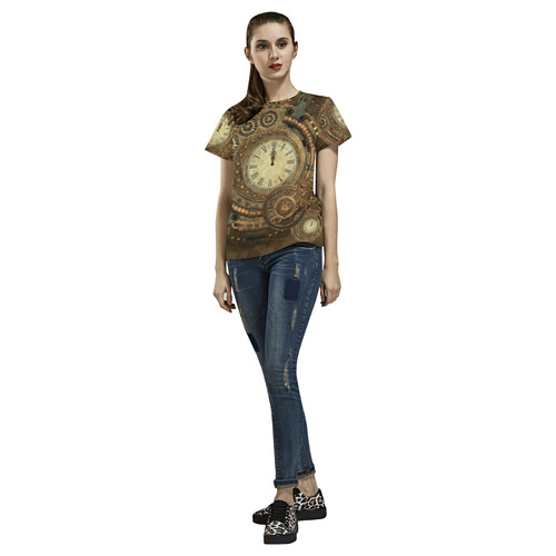 Steampunk, awesome clockwork All Over Print T-Shirt for Women (USA Size) (Model T40)