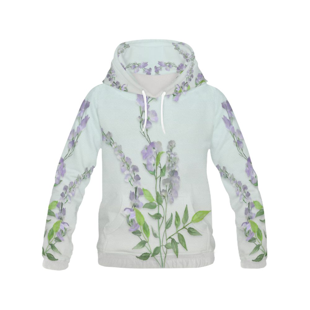 Purple tiny  flower - watercolor All Over Print Hoodie for Women (USA Size) (Model H13)
