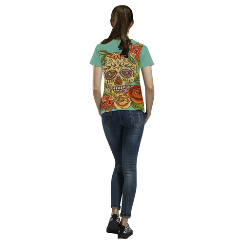 sugar skull All Over Print T-Shirt for Women (USA Size) (Model T40)