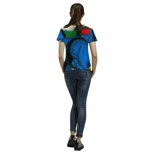 The Little Blue Horses by Franz Marc All Over Print T-Shirt for Women (USA Size) (Model T40)