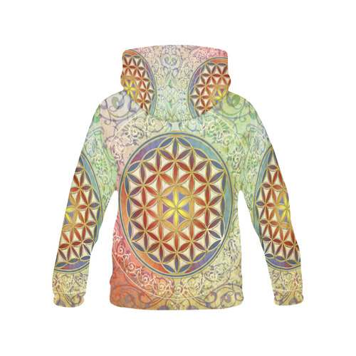 FLOWER OF LIFE vintage ornaments green red All Over Print Hoodie for Women (USA Size) (Model H13)