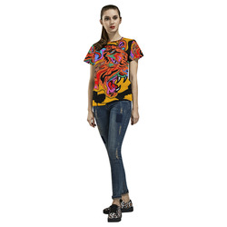 A Tiger by Popart Lover All Over Print T-Shirt for Women (USA Size) (Model T40)