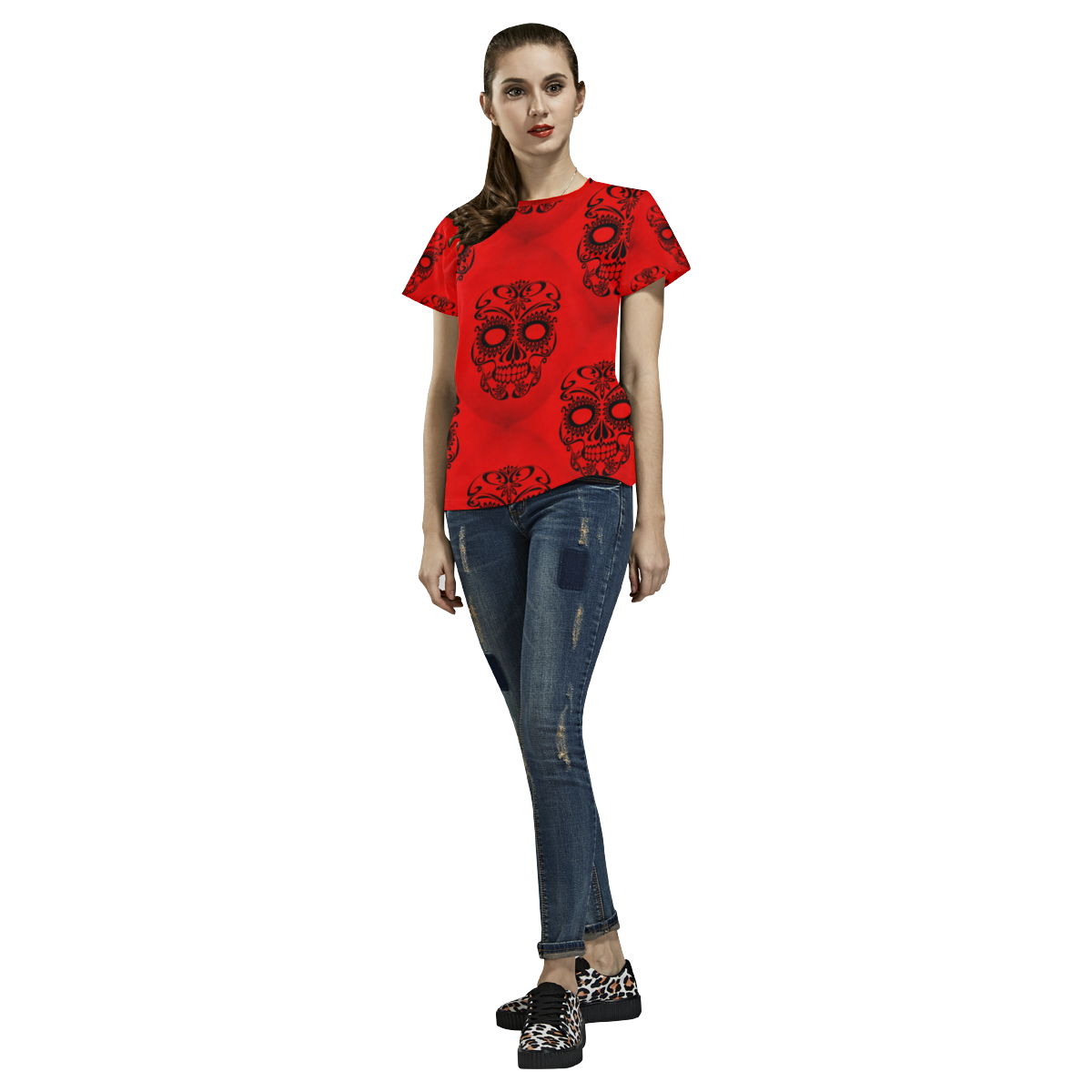 Skull20170356_by_JAMColors All Over Print T-Shirt for Women (USA Size) (Model T40)