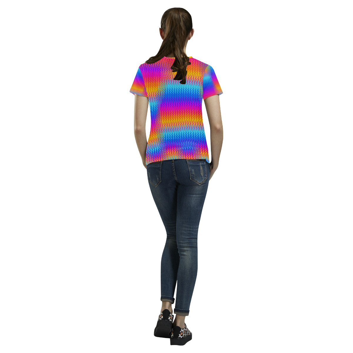 Psychedelic Rainbow Heat Waves All Over Print T-Shirt for Women (USA Size) (Model T40)