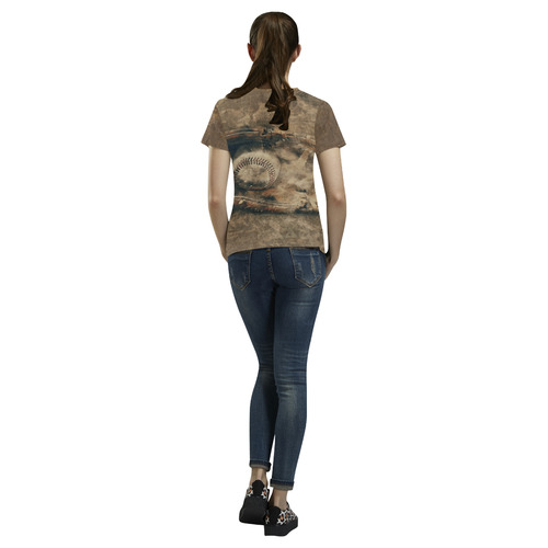 Abstract Vintage Baseball All Over Print T-Shirt for Women (USA Size) (Model T40)