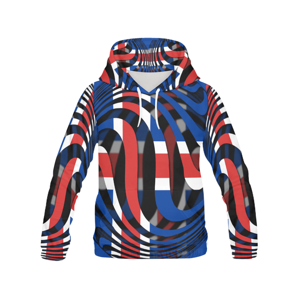 The Flag of Iceland All Over Print Hoodie for Men (USA Size) (Model H13)