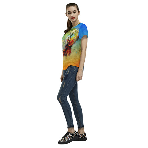 watercolor elephant All Over Print T-Shirt for Women (USA Size) (Model T40)