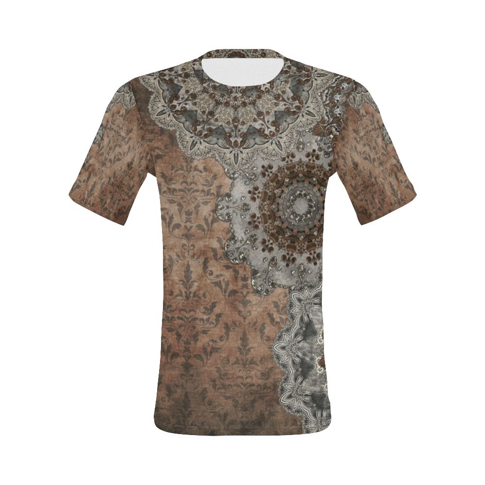 Elegant grey brown vintage mandalas All Over Print T-Shirt for Men (USA Size) (Model T40)