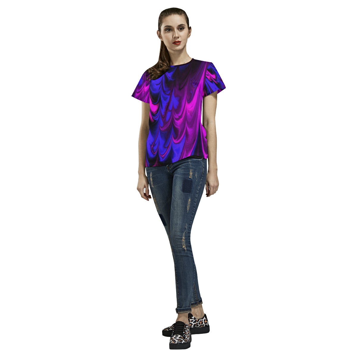 awesome fractal marbled 13 All Over Print T-Shirt for Women (USA Size) (Model T40)