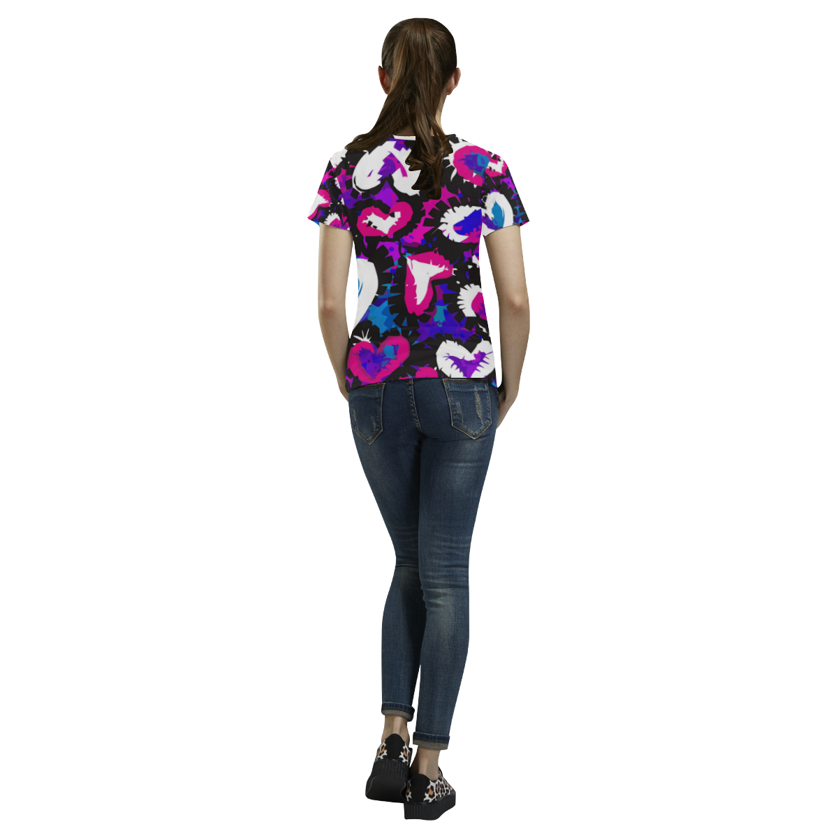Wild Shaped Hearts All Over Print T-Shirt for Women (USA Size) (Model T40)