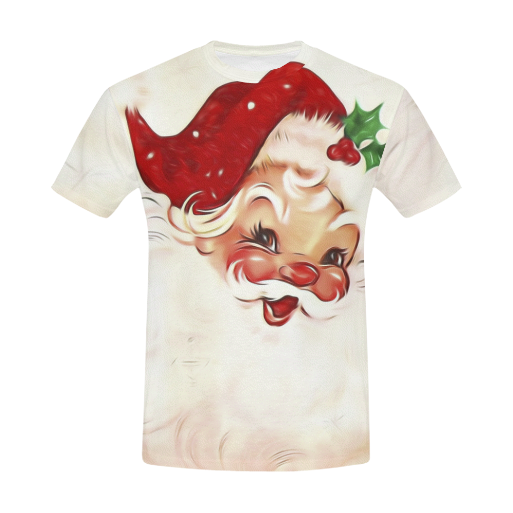 A cute vintage Santa Claus with a mistletoe All Over Print T-Shirt for Men (USA Size) (Model T40)
