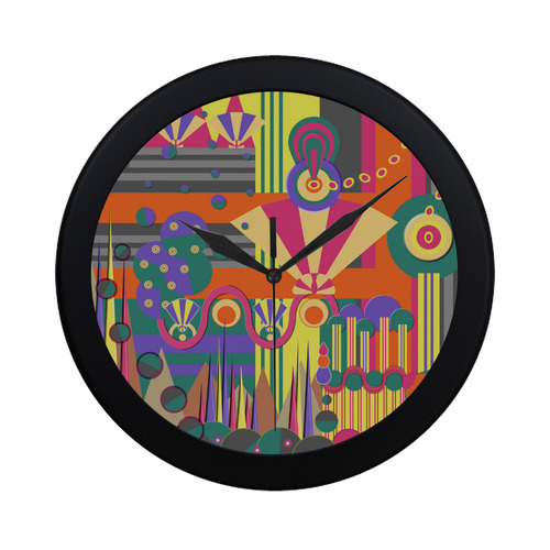 Art Deco Shapes and Colours Circular Plastic Wall clock
