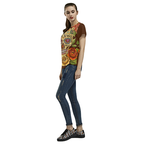 sugar skull All Over Print T-Shirt for Women (USA Size) (Model T40)