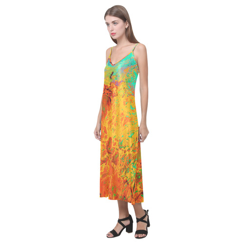 Seed Explosion V-Neck Open Fork Long Dress(Model D18)